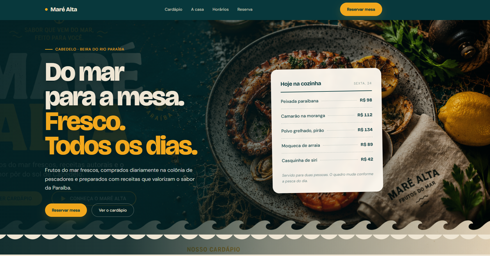 Projeto de website para restaurante
